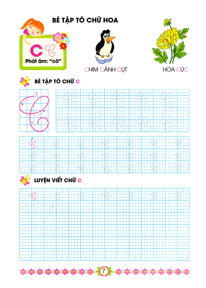 hành trang cho bé vào lớp 1 - bé tập tô chữ hoa