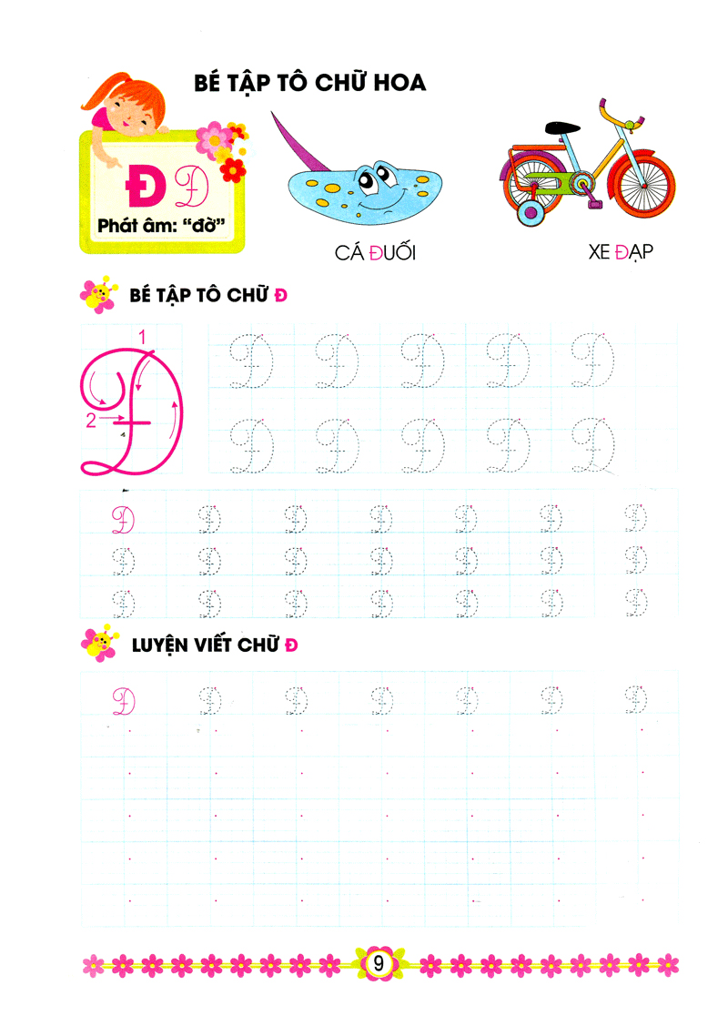 hành trang cho bé vào lớp 1 - bé tập tô chữ hoa