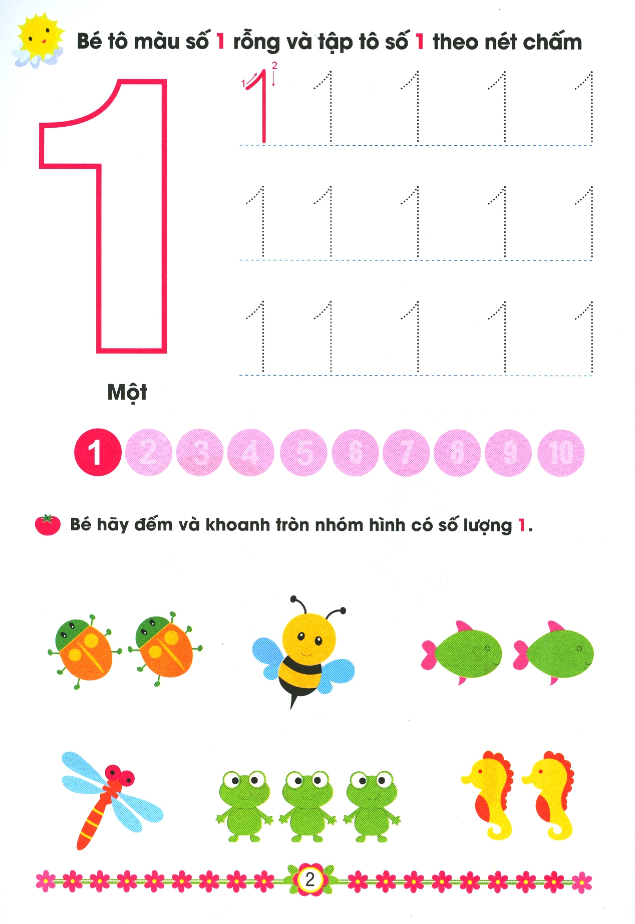 hành trang cho bé vào lớp 1 - bé tập tô chữ số