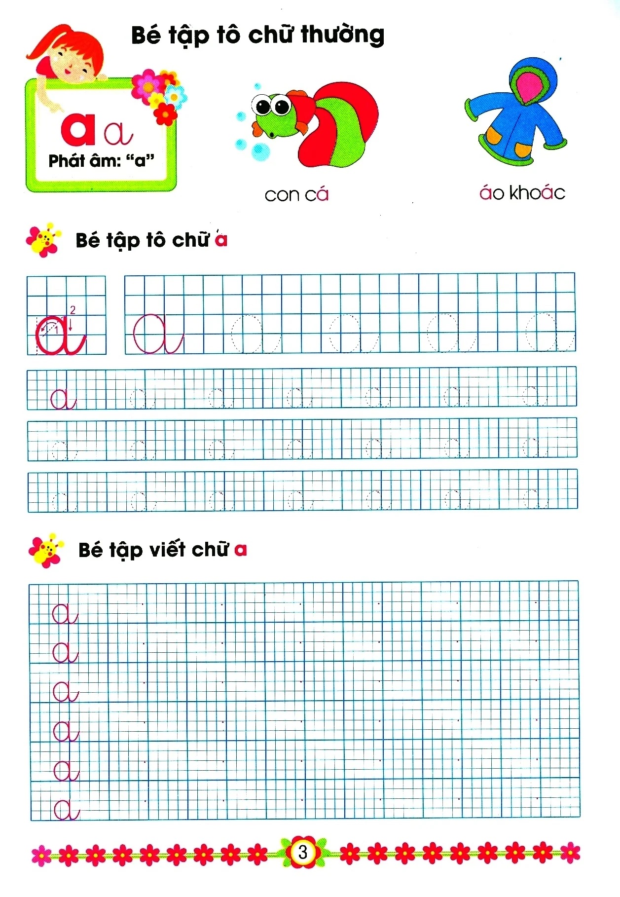 hành trang cho bé vào lớp 1 - bé tập tô chữ thường
