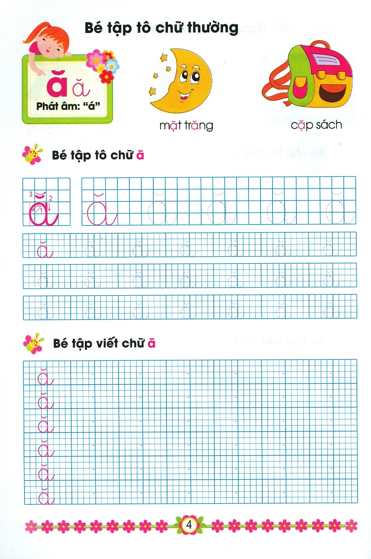 hành trang cho bé vào lớp 1 - bé tập tô chữ thường