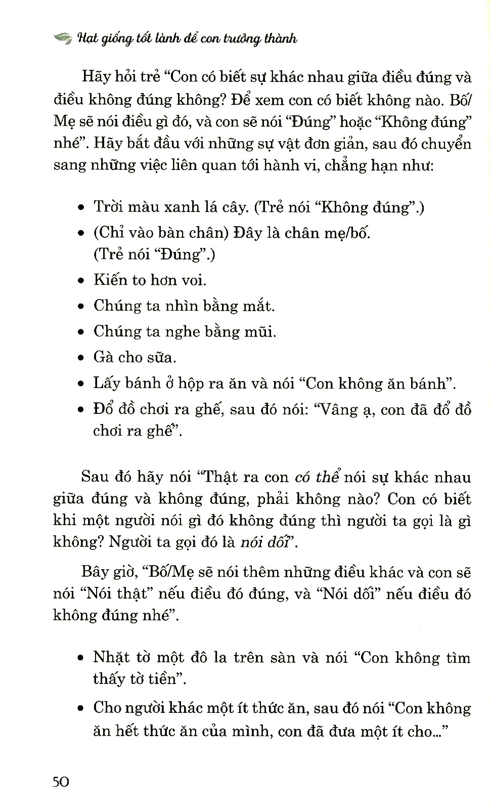 hạt giống tốt lành để con trưởng thành