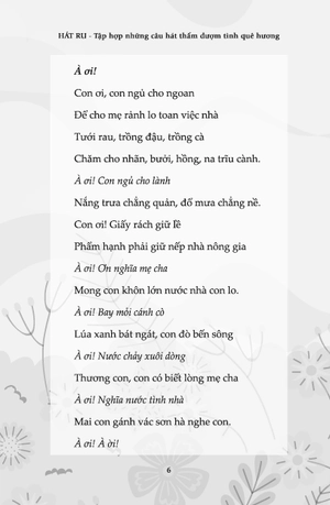 hát ru - tập hợp những câu hát thấm đượm tình quê hương