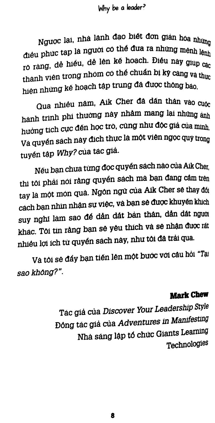 hãy là người lãnh đạo - why be a leader?