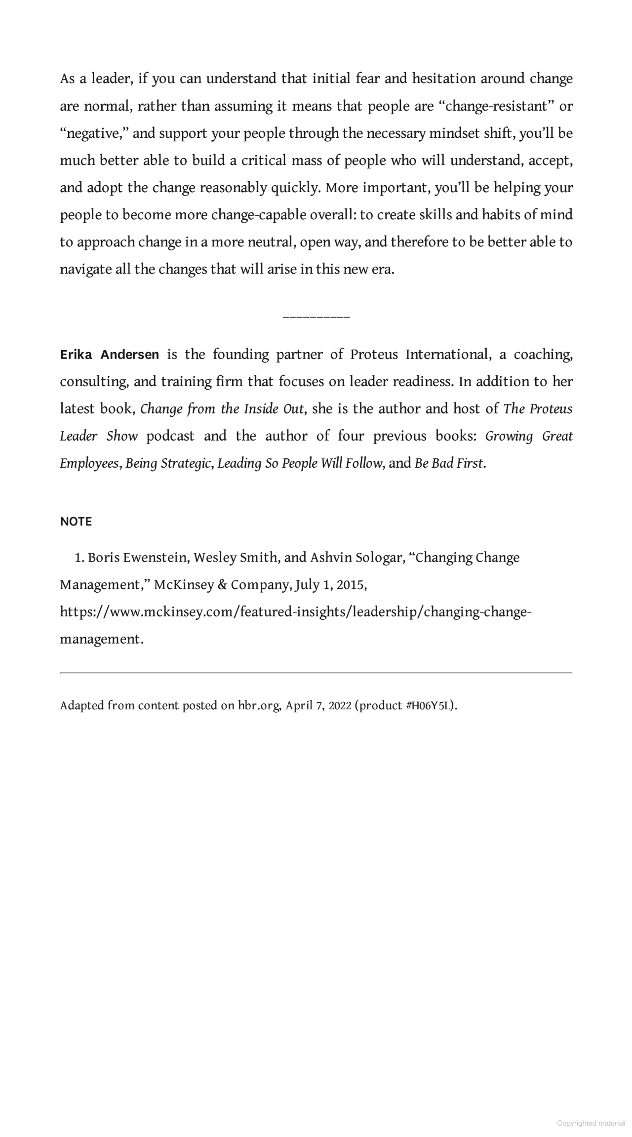 HBR Guide to Leading Through Change