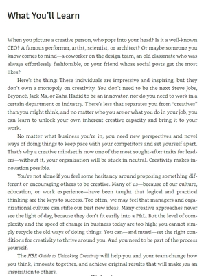 hbr guide to unlocking creativity (hbr guide)