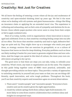 hbr guide to unlocking creativity (hbr guide)