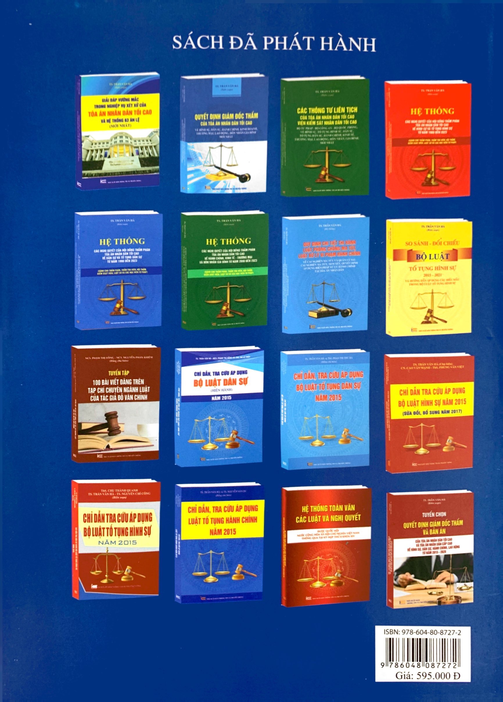 hệ thống 70 án lệ và các giải đáp vướng mắc trong nghiệp vụ xét xử của tòa án nhân dân tối cao từ năm 2016 đến nay