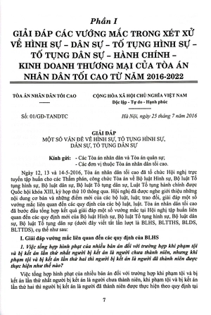 hệ thống án lệ và các giải đáp vướng mắc trong nghiệp vụ xét xử của tòa án nhân dân tối cao từ năm 2016 đến nay