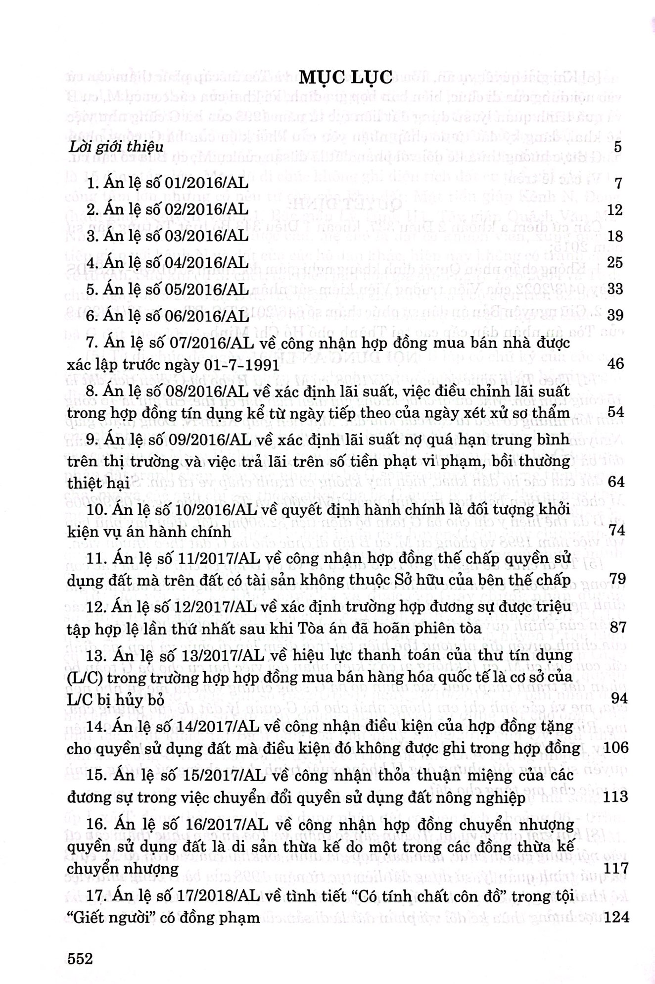 hệ thống án lệ việt nam (hiện hành) (từ án lệ số 01 đến án lệ số 72)