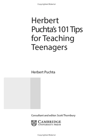 herbert puchta's 101 tips for teaching teenagers - pocket editions - cambridge handbooks for language teachers pocket editions