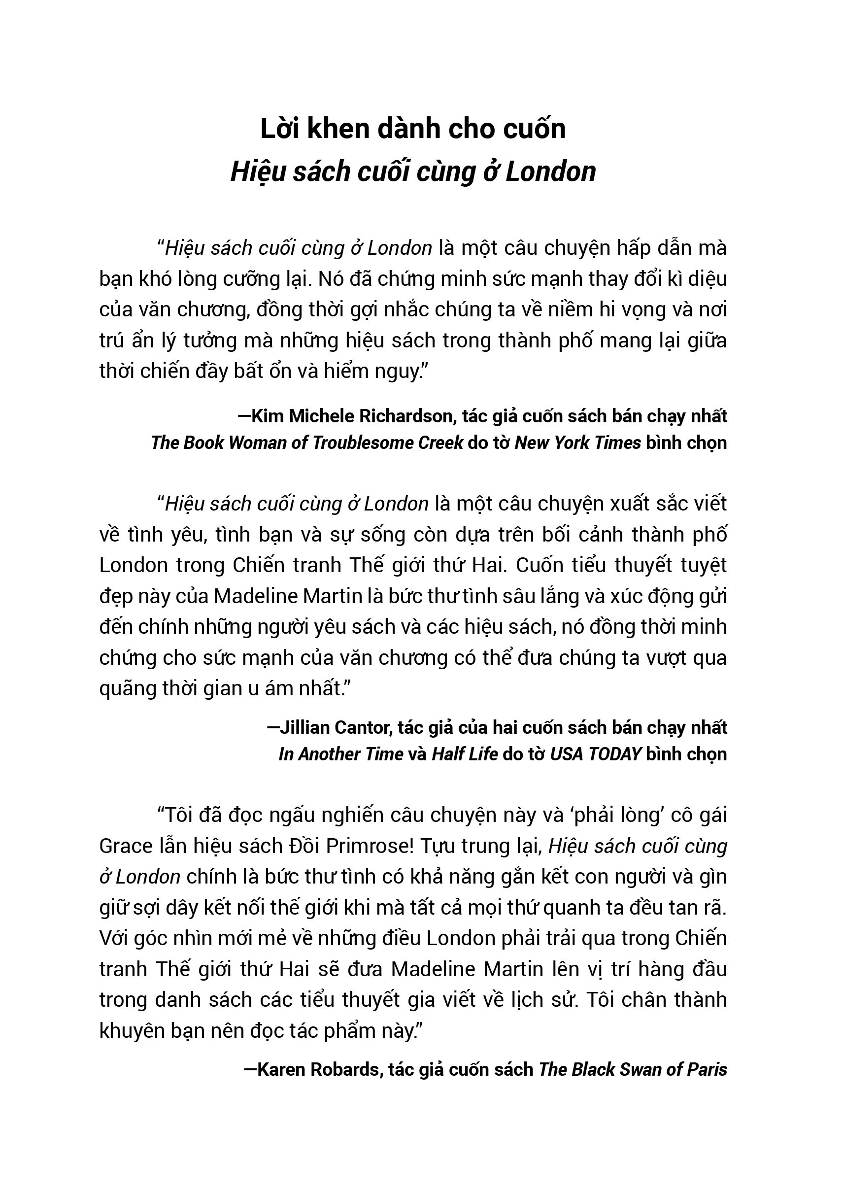 hiệu sách cuối cùng ở london - tiểu thuyết về chiến tranh thế giới thứ hai