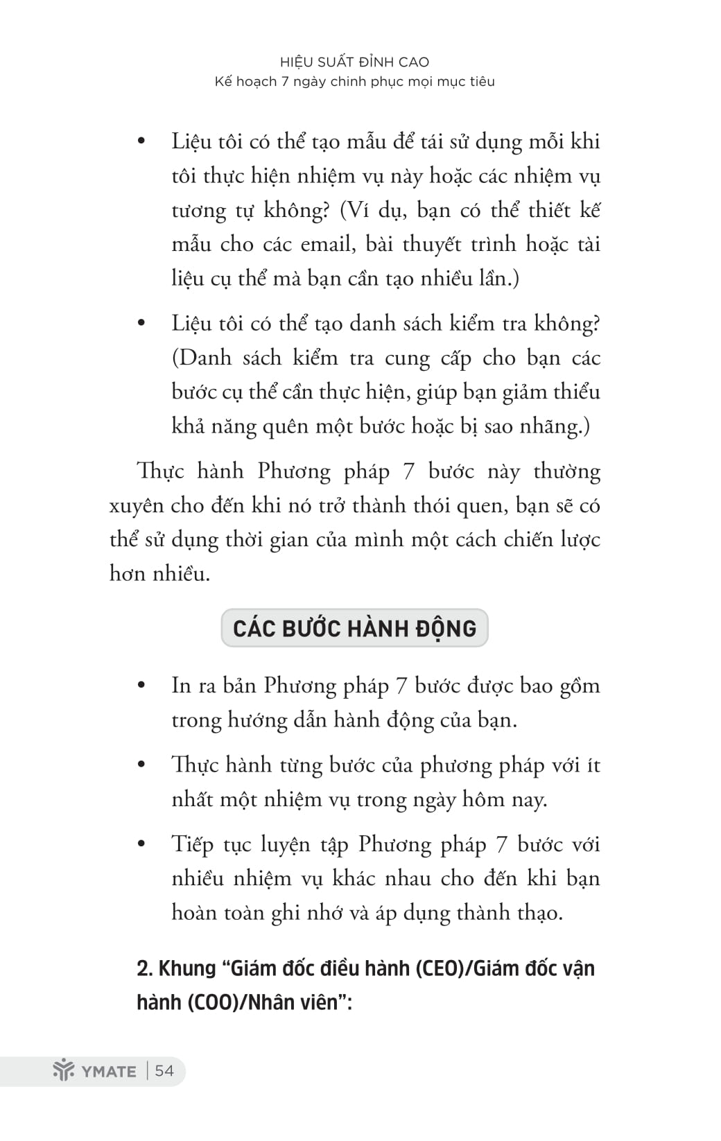 hiệu suất đỉnh cao - kế hoạch 7 ngày chinh phục mọi mục tiêu