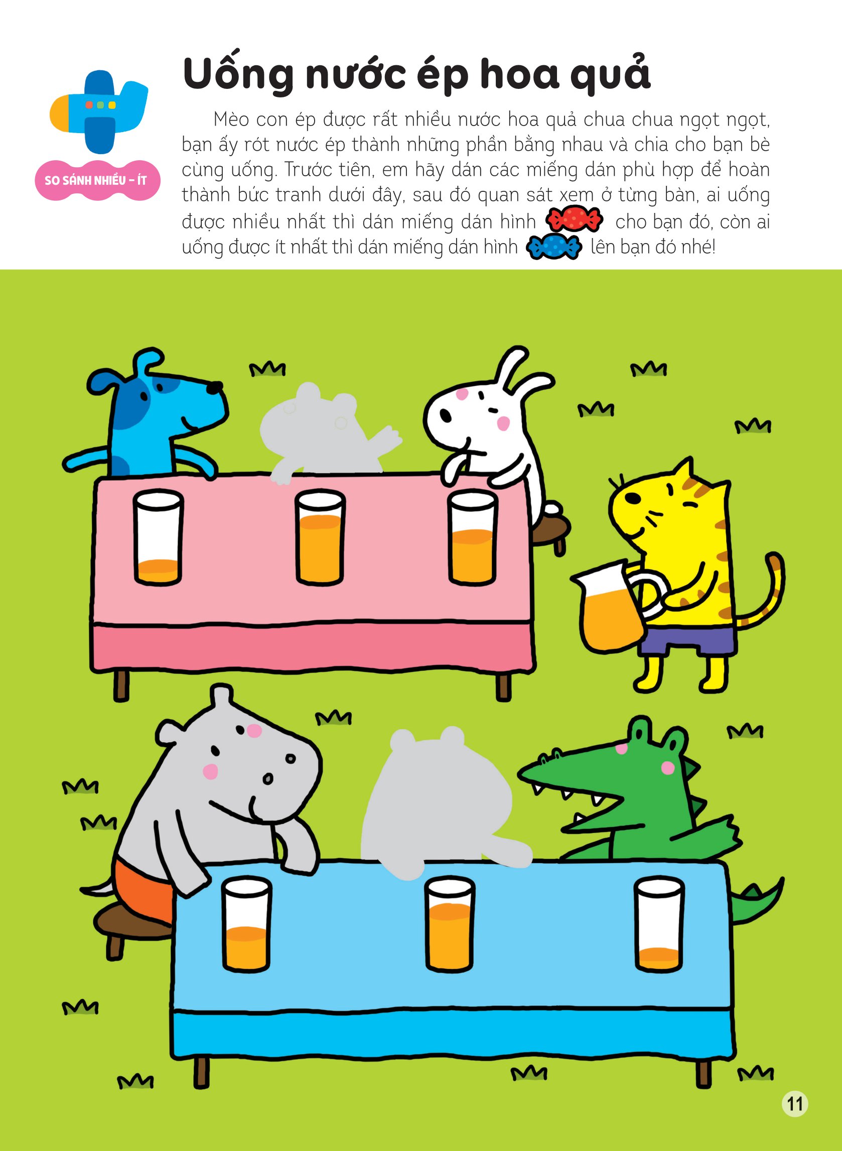 hình dán thông minh giúp bé làm quen với toán học - cây nấm của thỏ con