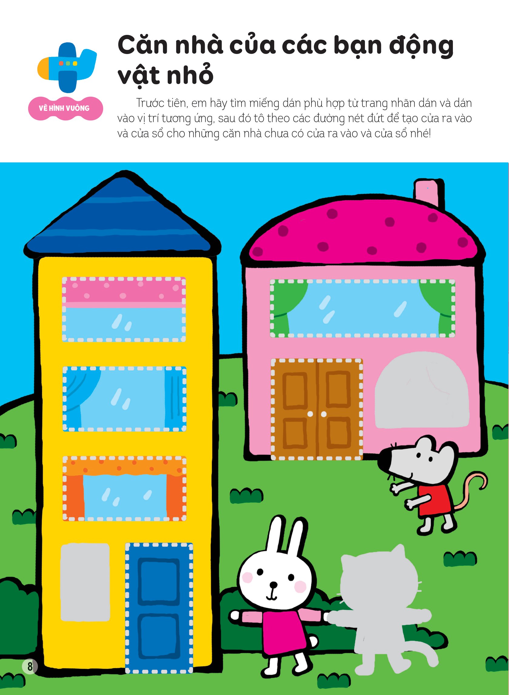 hình dán thông minh giúp bé làm quen với toán học - cây nấm của thỏ con