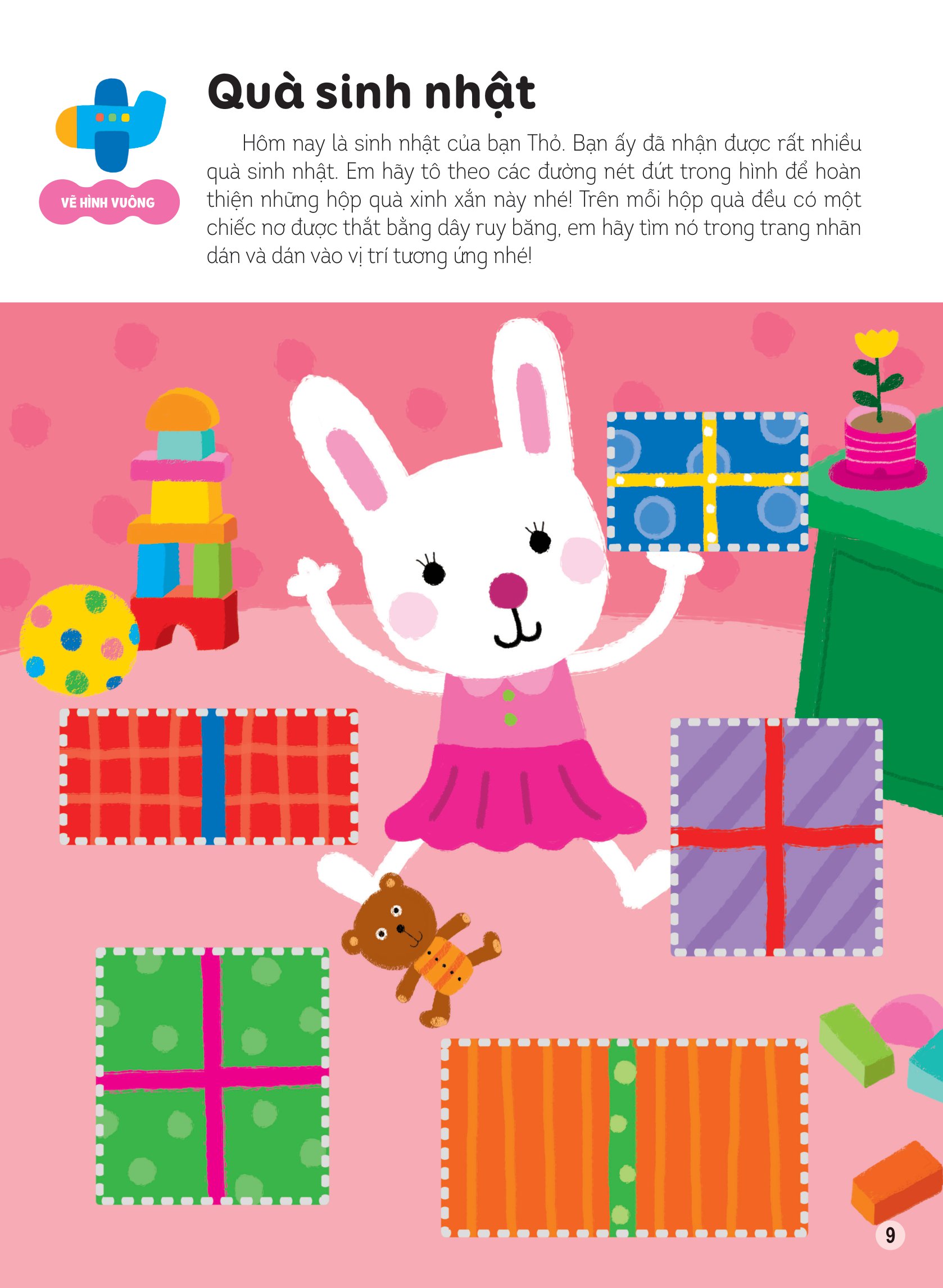 hình dán thông minh giúp bé làm quen với toán học - cây nấm của thỏ con