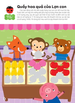 hình dán thông minh giúp bé làm quen với toán học - quầy hoa quả của lợn con