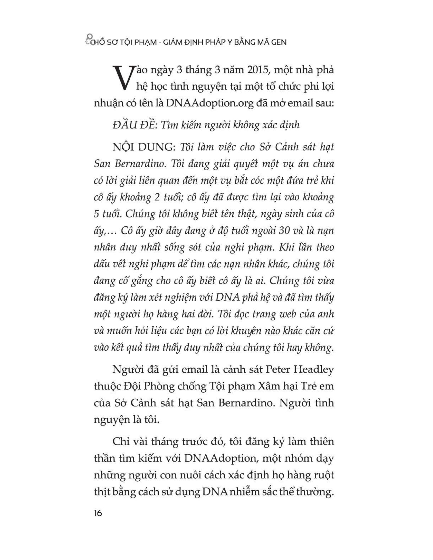 hồ sơ tội phạm - giám định pháp y bằng mã gen