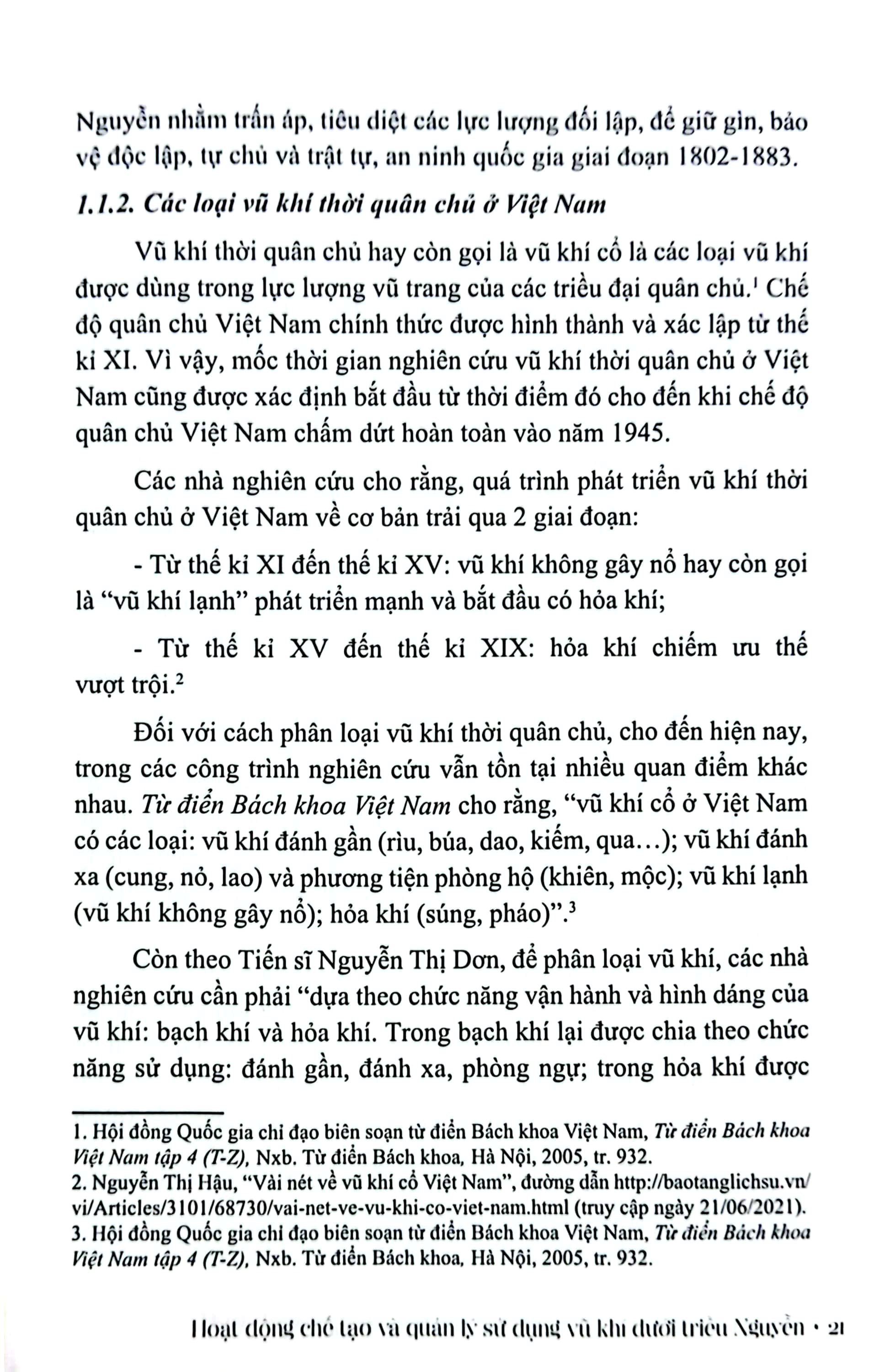 hoạt động chế tạo và quản lý sử dụng vũ khí dưới triều nguyễn giai đoạn 1802 - 1883 (sách chuyên khảo)