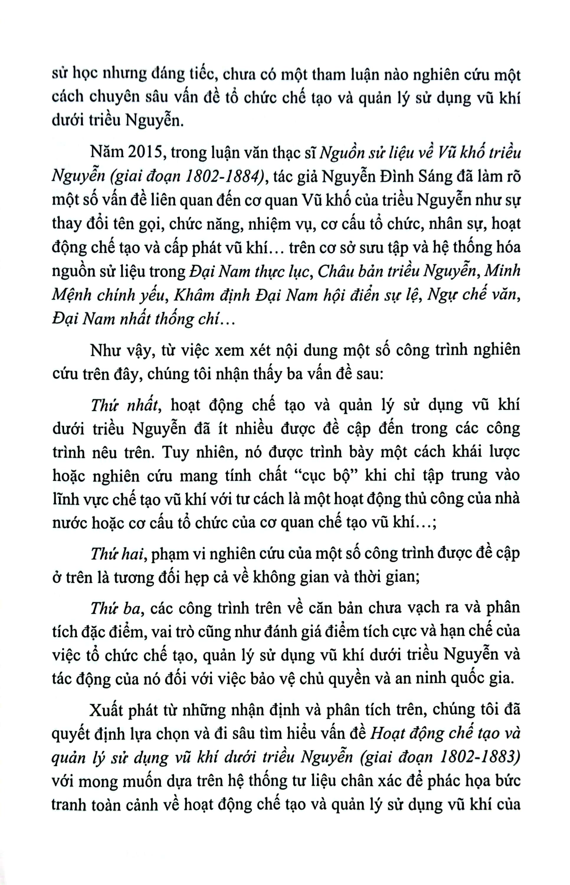 hoạt động chế tạo và quản lý sử dụng vũ khí dưới triều nguyễn giai đoạn 1802 - 1883 (sách chuyên khảo)