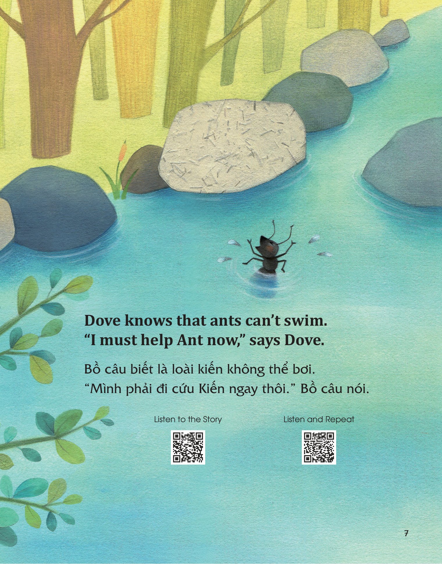 học tiếng anh cùng truyện ngụ ngôn aesop - kiến và bồ câu - the ant and the dove