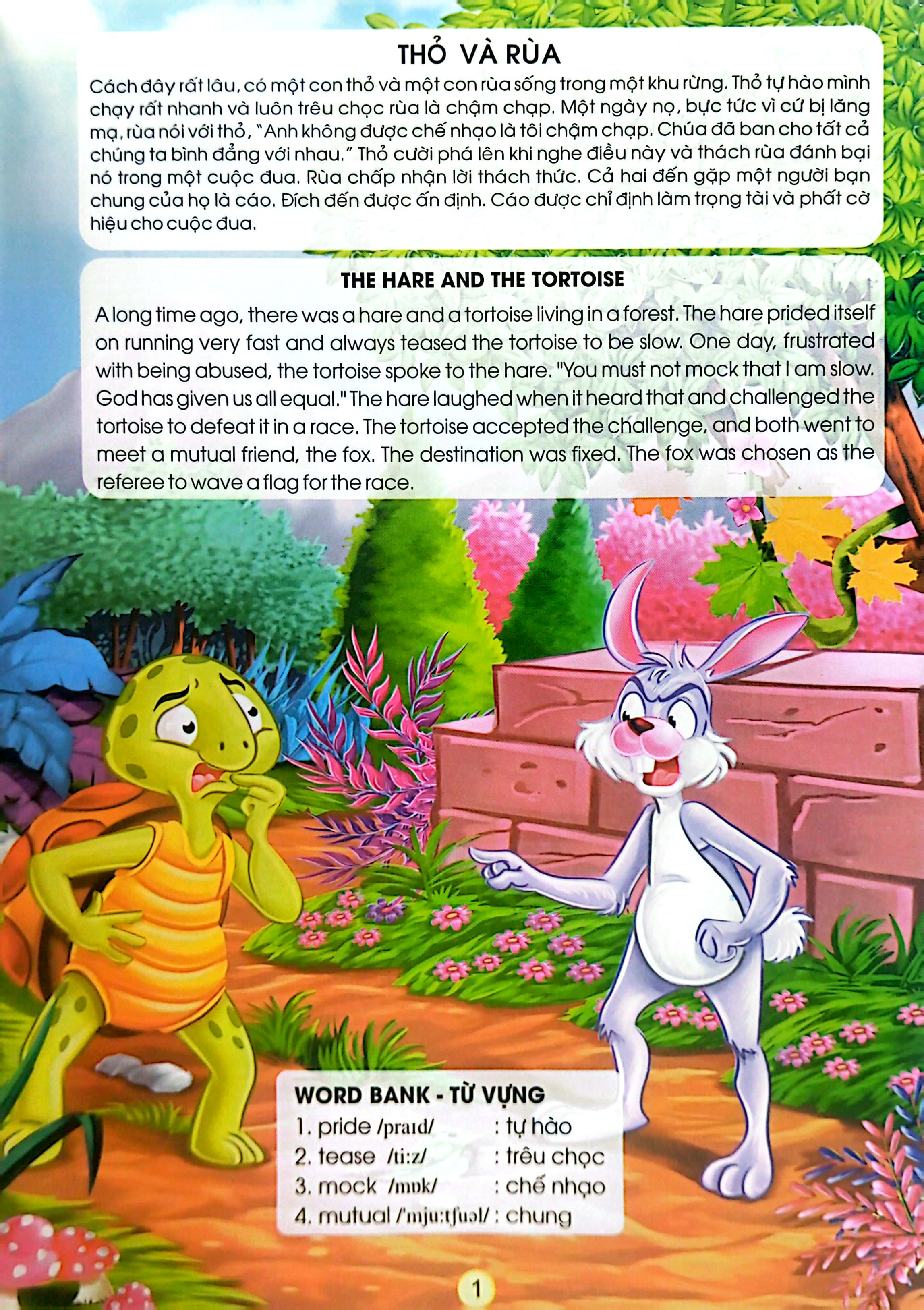 học tiếng anh song ngữ qua truyện ngụ ngôn - thỏ và rùa