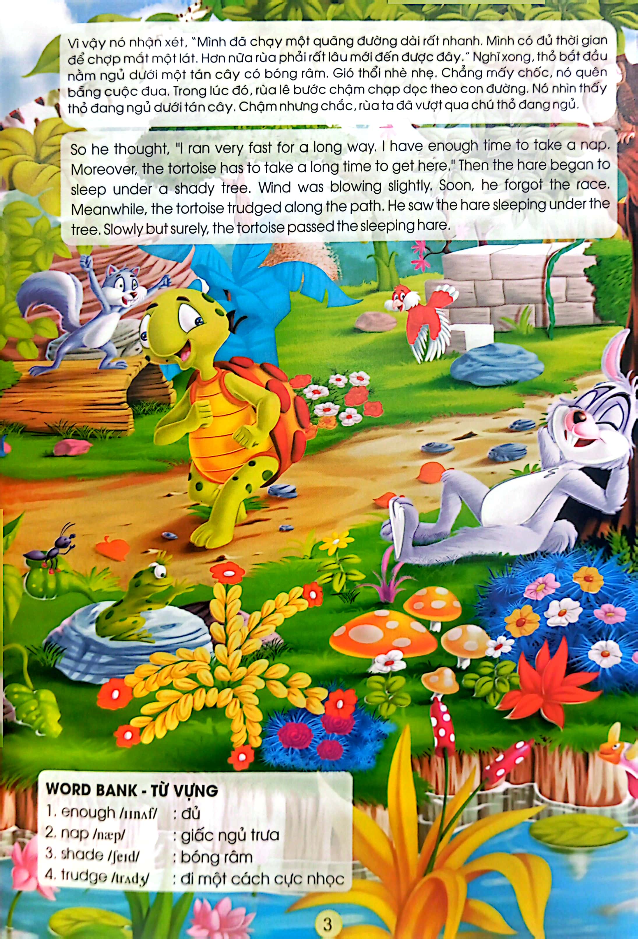 học tiếng anh song ngữ qua truyện ngụ ngôn - thỏ và rùa