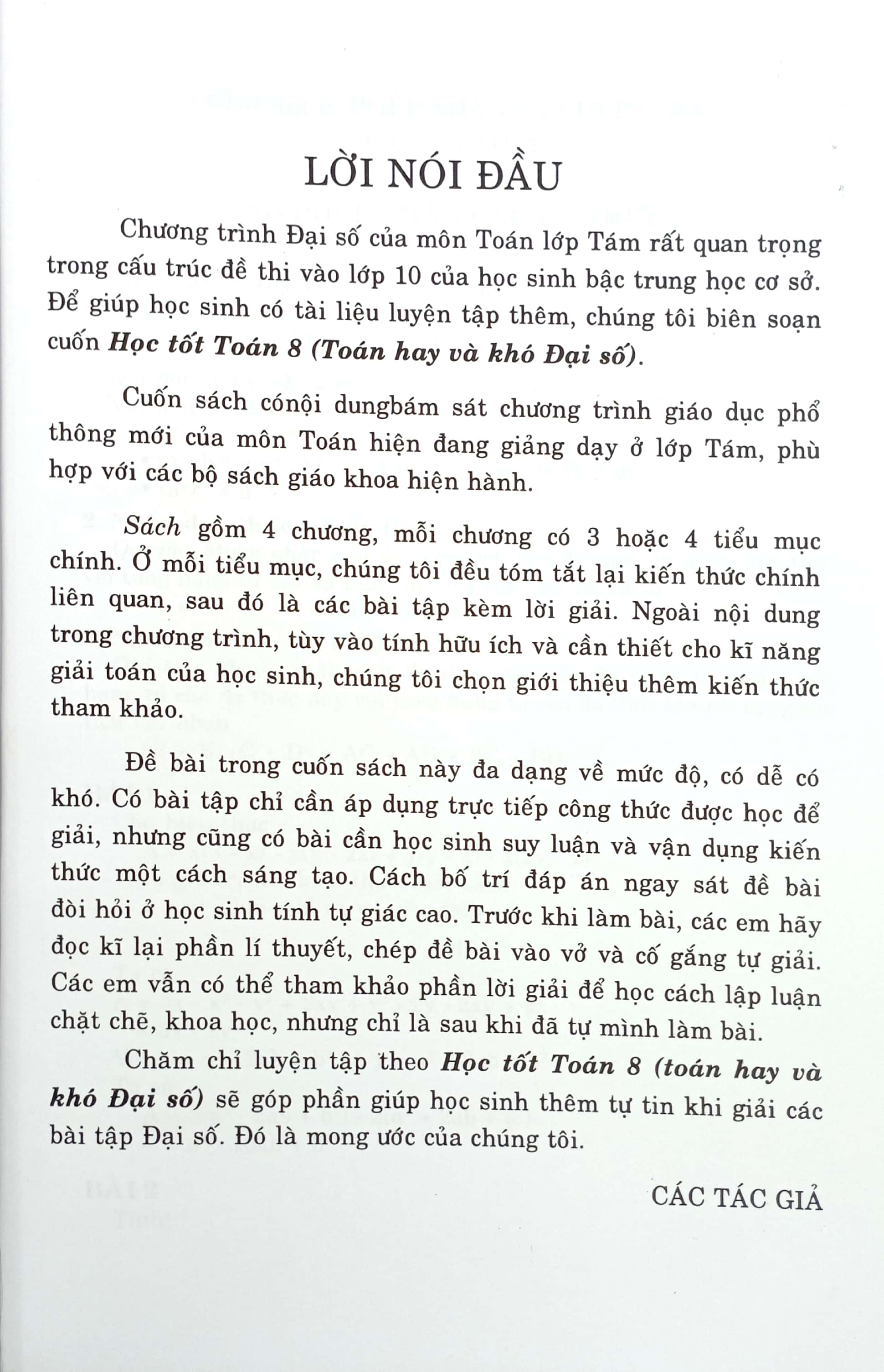 học tốt toán 8 - toán hay và khó đại số (theo chương trình giáo dục phổ thông mới)