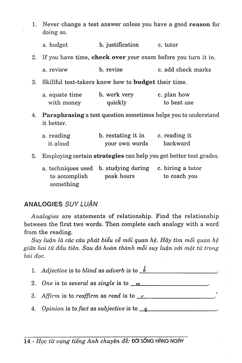 học từ vựng tiếng anh chuyên đề đời sống hằng ngày