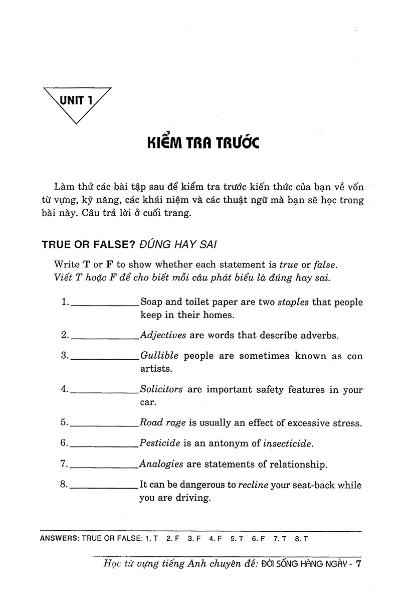 học từ vựng tiếng anh chuyên đề đời sống hằng ngày