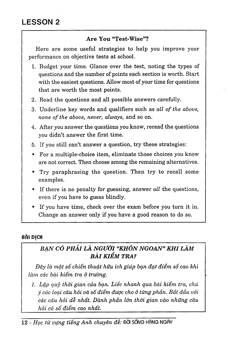 học từ vựng tiếng anh chuyên đề đời sống hằng ngày