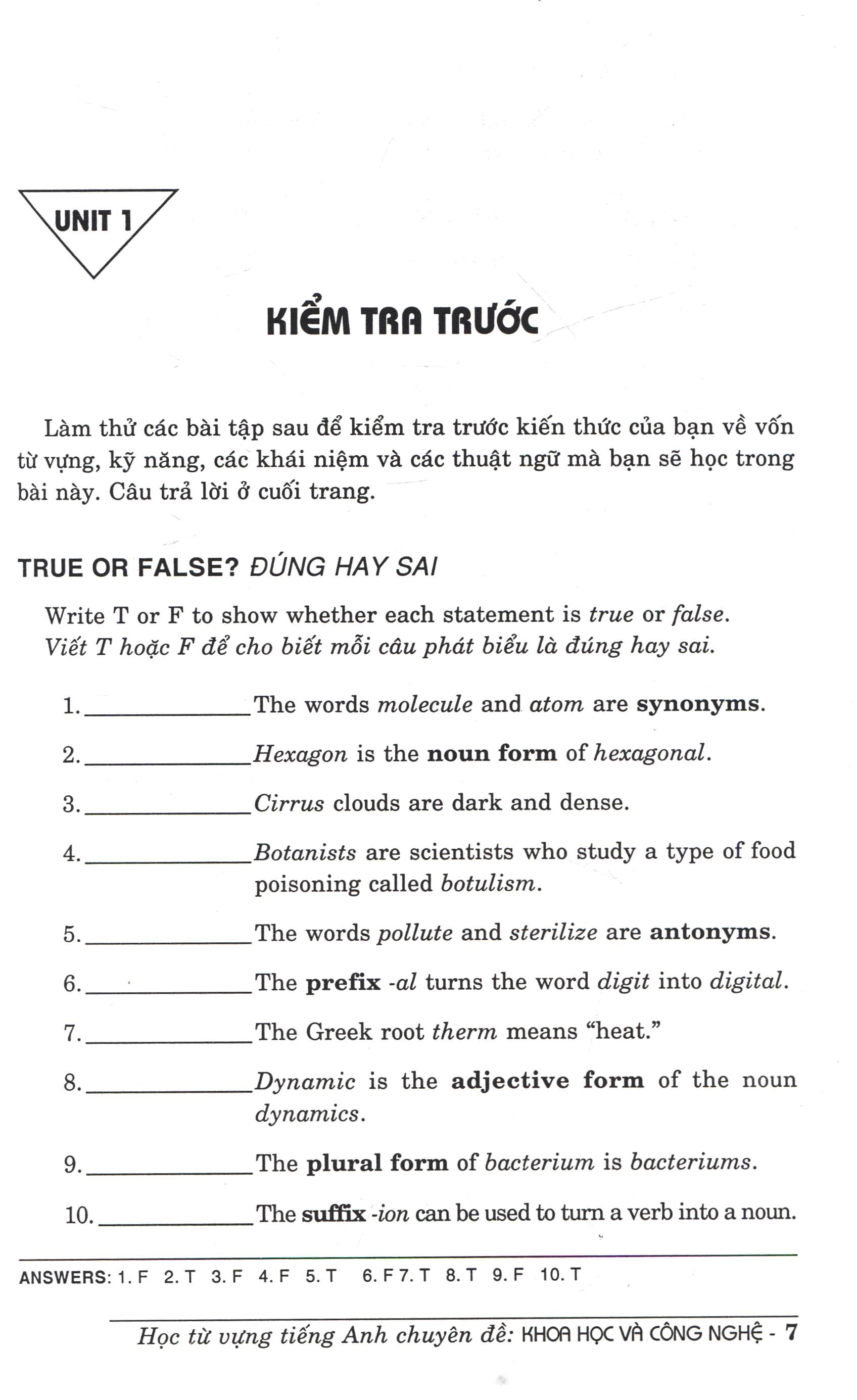 học từ vựng tiếng anh chuyên đề khoa học và công nghệ