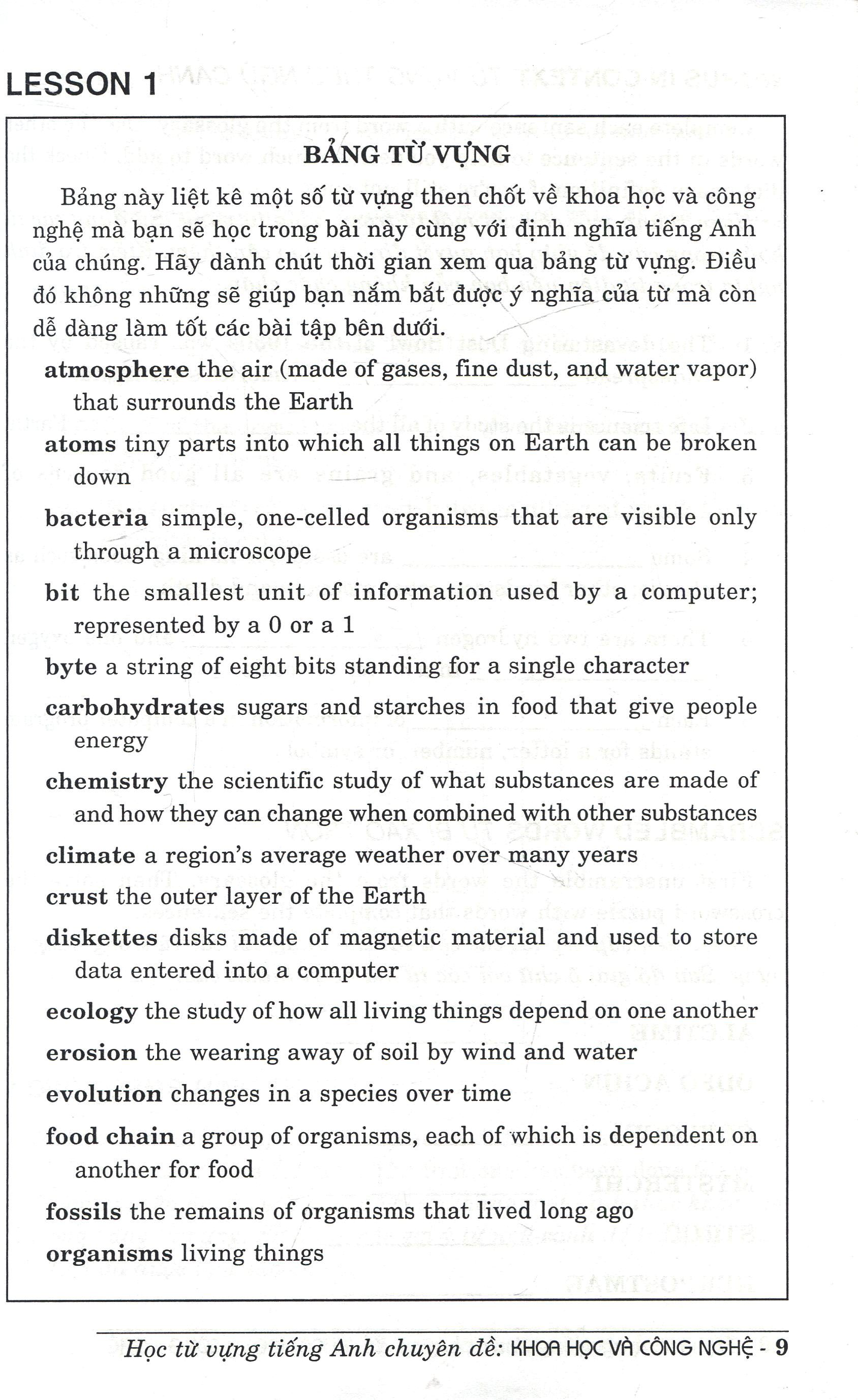 học từ vựng tiếng anh chuyên đề khoa học và công nghệ