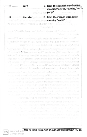 học từ vựng tiềng anh - lịch sử và địa lý