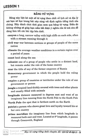 học từ vựng tiềng anh - lịch sử và địa lý