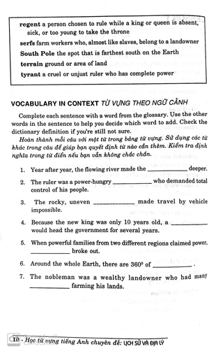 học từ vựng tiềng anh - lịch sử và địa lý