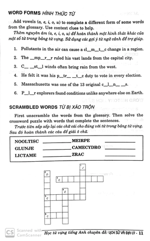 học từ vựng tiềng anh - lịch sử và địa lý