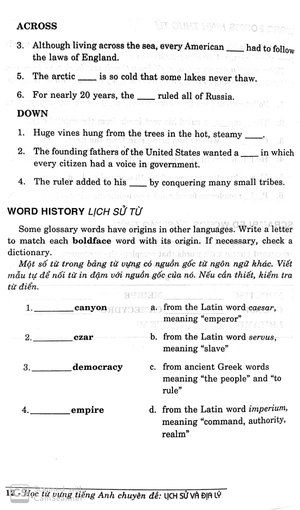 học từ vựng tiềng anh - lịch sử và địa lý
