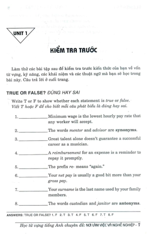 học từ vựng tiềng anh - nơi làm việc và nghề nghiệp