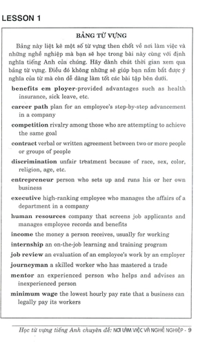 học từ vựng tiềng anh - nơi làm việc và nghề nghiệp