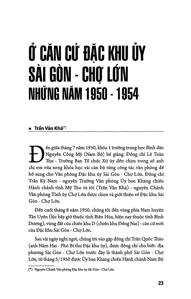 hồi ký căn cứ kháng chiến khu sài gòn - chợ lớn - gia định (1945-1975) - tập 2