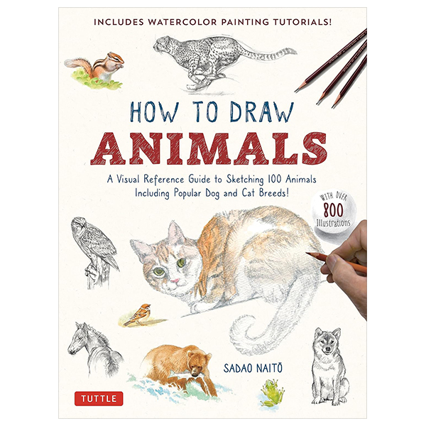 how to draw animals - a visual reference guide to sketching 100 animals including popular dog and cat breeds!