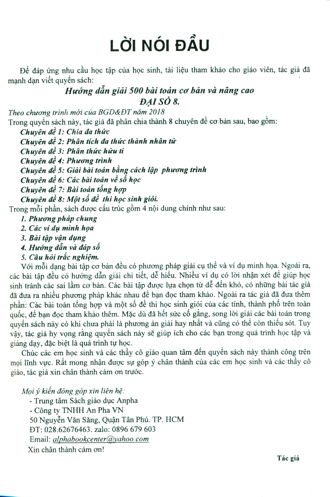 hướng dẫn giải 500 bài toán cơ bản và nâng cao đại số 8
