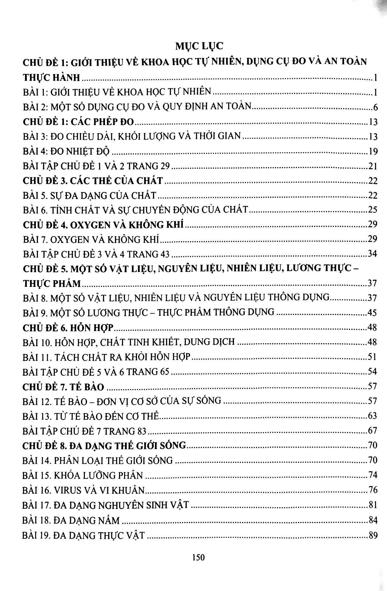 hướng dẫn giải bài tập khoa học tự nhiên 6 (theo bộ sách cánh diều)