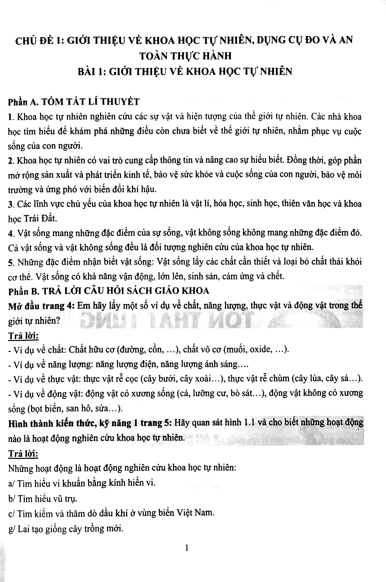 hướng dẫn giải bài tập khoa học tự nhiên 6 (theo bộ sách cánh diều)