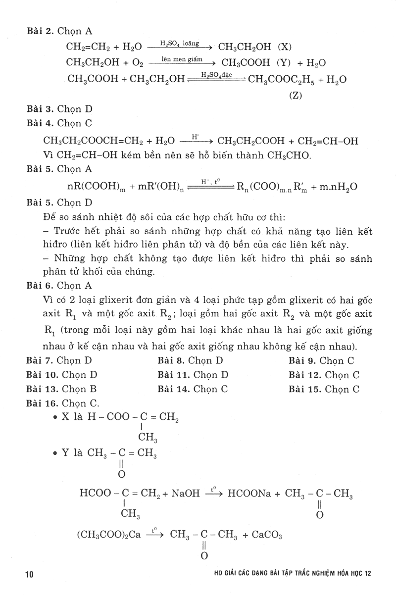 hướng dẫn giải các dạng bài tập trắc nghiệm hoá học 12