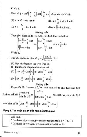 hướng dẫn giải các dạng bài tập trắc nghiệm - tự luận đại số và giải tích 11