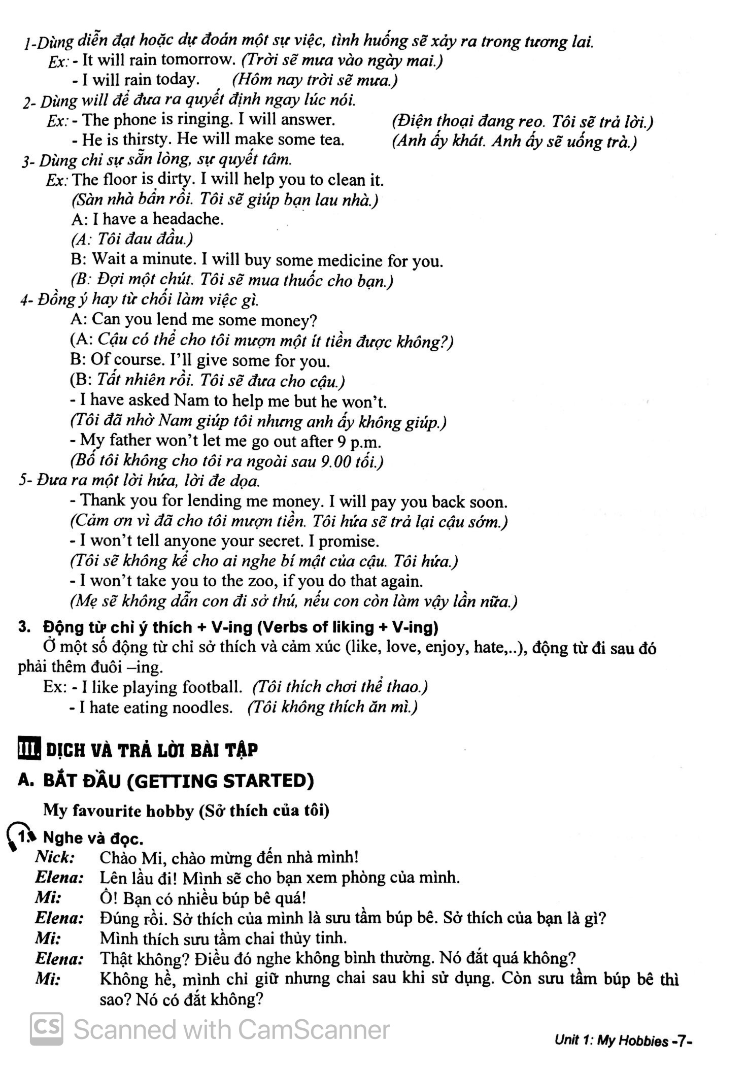 hướng dẫn học & làm bài tiếng anh 7