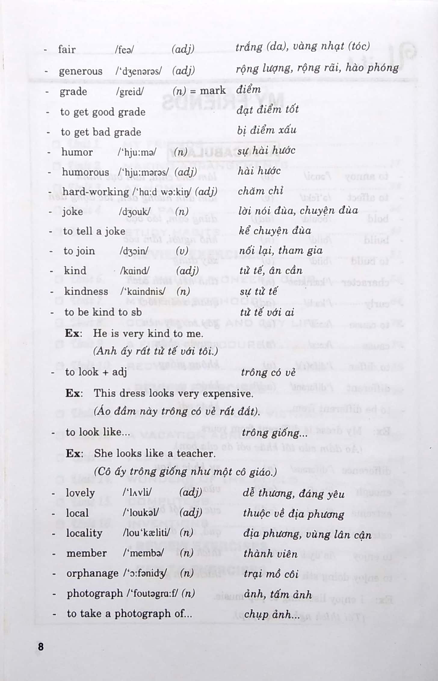 hướng dẫn học làm bài tiếng anh 8