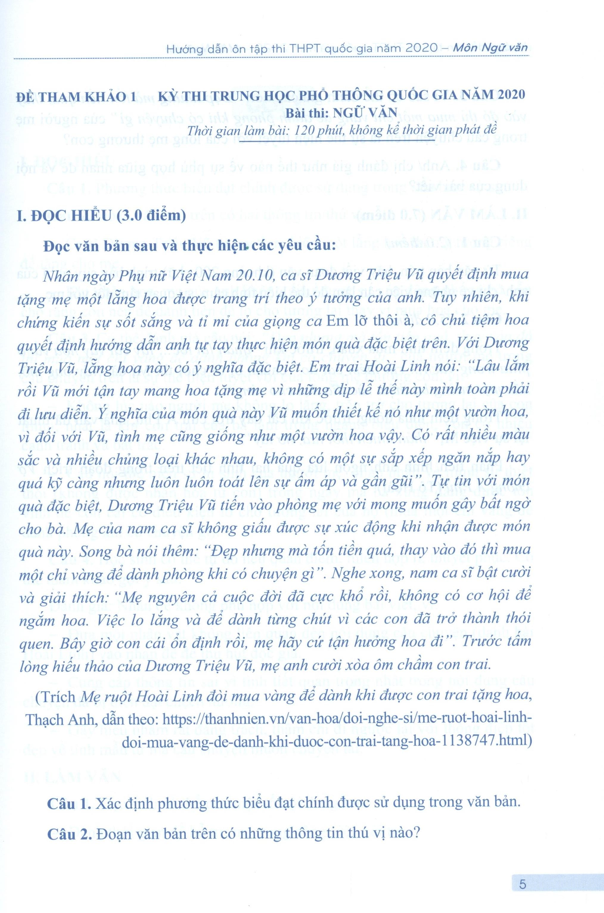 hướng dẫn ôn tập thi thpt quốc gia năm 2020 môn ngữ văn